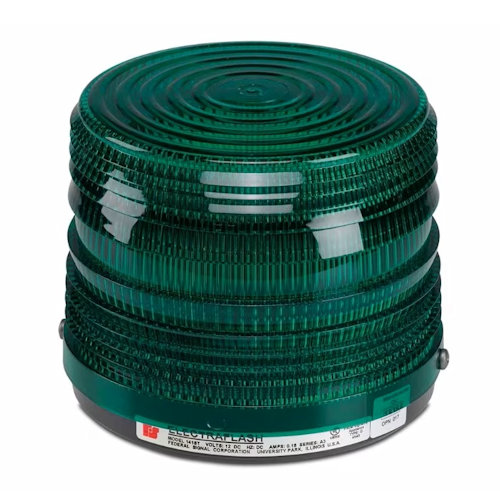 Product image for Federal Signal 141ST-120G Electraflash® Strobe Warning Light, 120VAC, 1/2" NPT Pipe Mount, Indoor/Outdoor - Green Lens