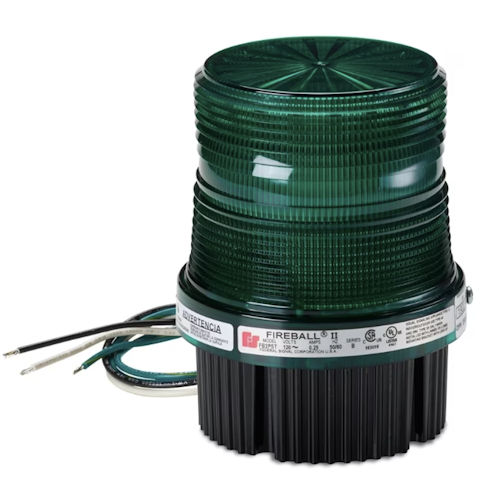 Product image for Federal Signal FB2PST-120G Fireball® Strobe Warning Light, 120VAC, Indoor/Outdoor Use - Green Lens