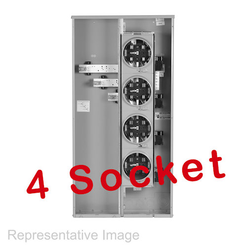 Product image for GE TMM4412R 'Mini Mod III' Ring-Type Meter Device Enclosure, 400A, (4) 125A Sockets, Main Lug, NEMA-3R