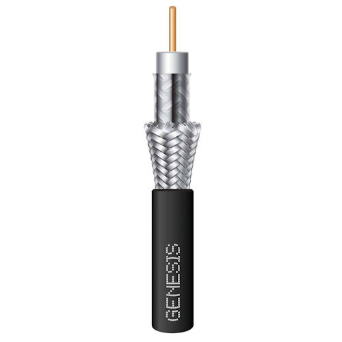 Genesis 50031108 18/1 Solid, Dual Shielding, 60% Aluminum Braid, Non-Plenum RG6 CATV Video Cable, CATV/CM/CL2, Black Jacket (1000ft Pull Box)