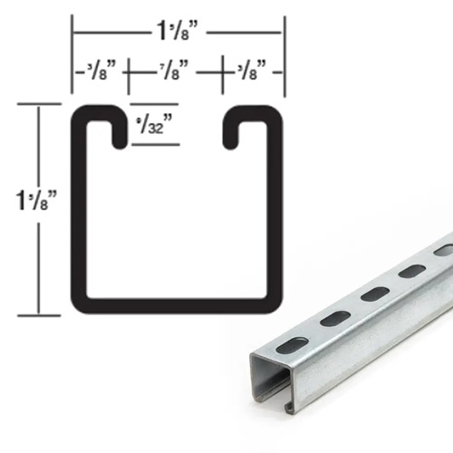 Product image for GSTRUT THICK10PG-12GA 1-5/8 X 1-5/8 PRE GALV 10FT SLOTTED 12GA