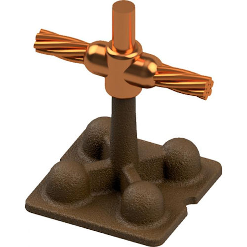 Product image for Harger EGPIO4/01/0B Exothermic Weld Mold, Single Cable To Ground Plate Stud, 1/0 Stranded Copper Conductor to 4/0 Ground Plate Stud