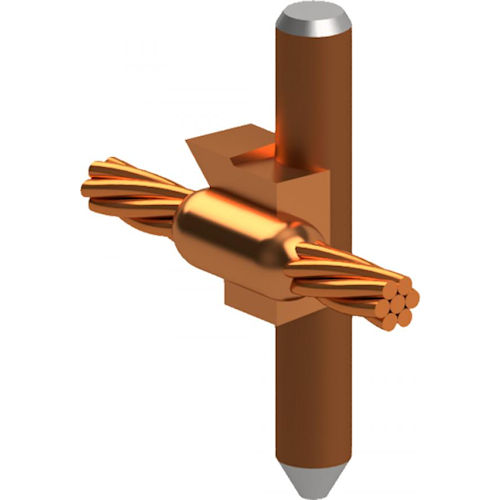 Product image for Harger GS-582SR Exothermic Weld Mold, Horizontal Thru Cable to Side of Ground Rod, #2 Solid, 5/8" Copper-Clad Ground Rod