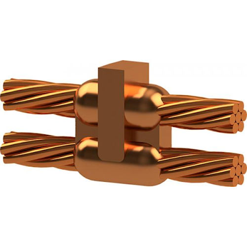 Product image for Harger PT-1/02B Exothermic Weld Mold, Parallel Thru Splice of Horizontal Cables, Tap Over Run, 1/0 Run to #2 Stranded Tap. Requires MH1 Handle Clamp