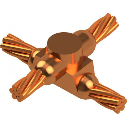 Product image for Harger XO-4/04/0Q Exothermic Weld Mold, 2pc Cross of Horizontal Cables, Lapped & Not Cut, 4/0 Run, 4/0 Tap. Requires MH1 Handle Clamp