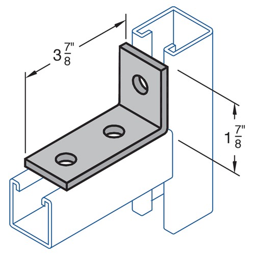 Product image for Haydon Strut Corp A-306 Electrogalvanized 3-Hole Corner Channel Angle Connector Fitting
