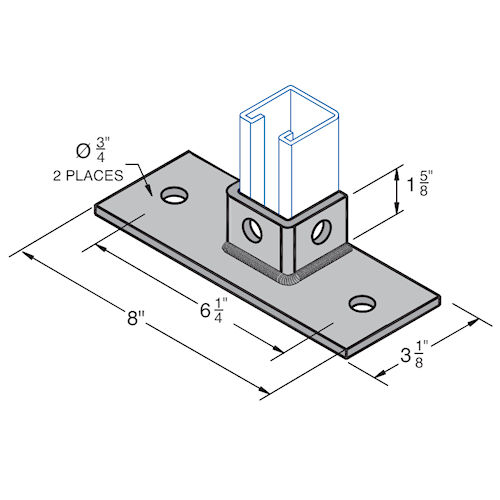 Product image for Haydon B-619-FL-EG H-Strut Single Post Base, Electro Galvanized