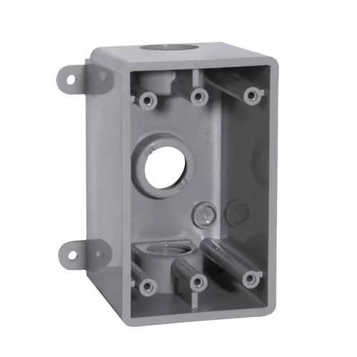 Product image for Bell PSBD37550GY 1-Gang Deep Outlet Box, (3) 1/2" or 3/4" Threaded Outlets, Non-Metallic, Waterproof, Gray