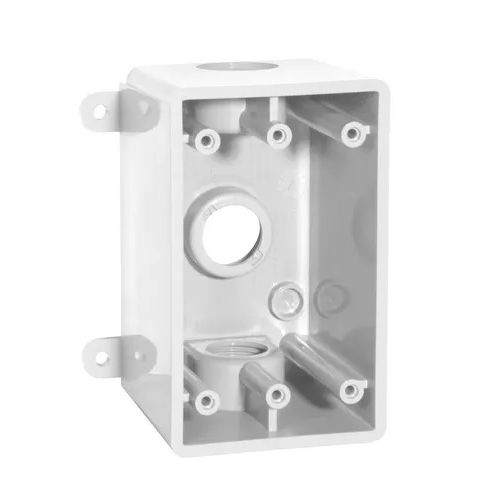 Product image for Bell PSBD37550WH 1-Gang Deep Outlet Box, (3) 1/2" or 3/4" Threaded Outlets, Non-Metallic, Waterproof, White