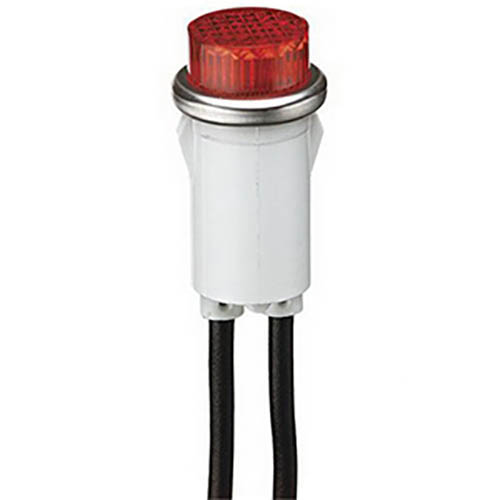 Product image for Ideal 777111 Indicator Light, Raised Red Lens CSA UL Listed Vde Certified 1/3 Watt 125V, 1/2" Mounting Dia., 6" Wire leads