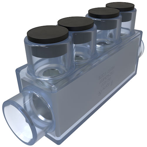 Product image for Ilsco ECT-750 ClearTap® Two Wire In-Line & Offset Insulated Splicer-Reducer Connector, 750kcmil-250kcmil Conductor Range