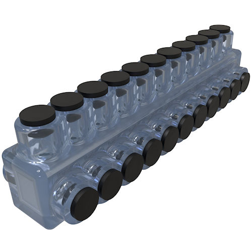 Product image for Ilsco ECTD-11-750 ClearTap® Insulated Multi-Tap Connector, Dual Sided Entry, 750kcmil-250kcmil Conductor Range, 11-Port
