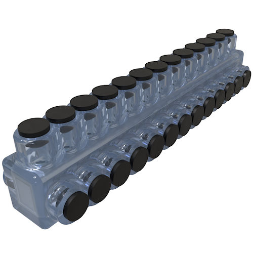 Product image for Ilsco ECTD-13-600 ClearTap® Insulated Multi-Tap Connector, Dual Sided Entry, 600kcmil-#4 Conductor Range, 13-Port