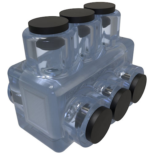 Product image for Ilsco ECTD-3-250 ClearTap® Insulated Multi-Tap Connector, Dual Sided Entry, 250kcmil-#6 Conductor Range, 3-Port