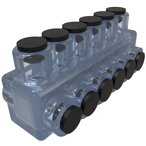 Product image for Ilsco ECTD-6-4 ClearTap&#174; Insulated Multi-Tap Connector, Dual Sided Entry, #4-#14 Conductor Range, 6-Port