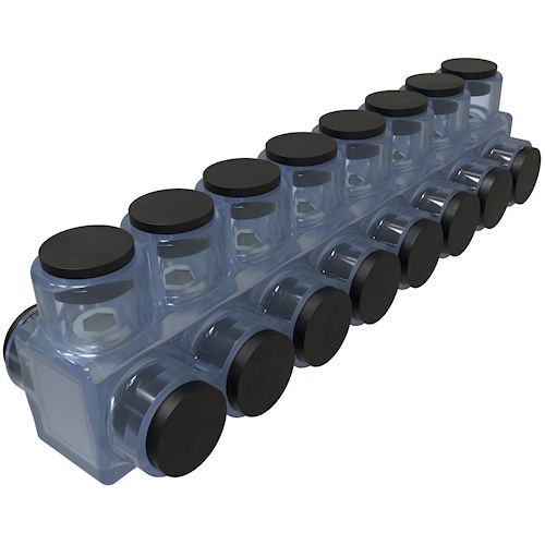 Product image for Ilsco ECTD-8-1/0 ClearTap® Insulated Multi-Tap Connector, Dual Sided Entry, 1/0-#14 Conductor Range, 8-Port