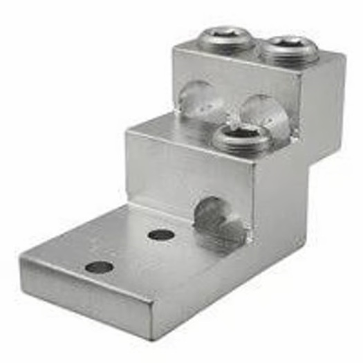 Product image for Ilsco PB3-600 Aluminum Panelboard Lug, Dual Rated, Conductor Range 600-2, 3 Ports, 2 Holes, 3/8in Bolt Size, 1-3/8in Hole Spacing, Tin Plated, UL, CSA