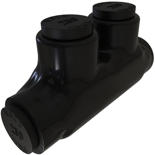 Product image for Ilsco PBT-250 Nimbus Insulated Aluminum In-Line Splicer-Reducer Connector, Conductor Range 250-6, 2 Ports, Tin Plated, UL, CSA