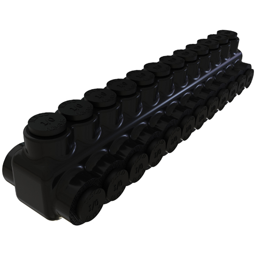 Product image for ILSCO PBTD-12-500 UL/CSA Listed 600 MCM 4 AWG 12-Port Dual Rated Aluminum Insulated Mechanical Connector