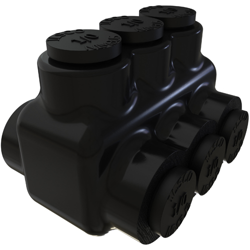 Product image for Ilsco PBTD-3-500 Nimbus Insulated Aluminum Multi-Tap Connector, Conductor Range 600-4, 3 Ports, Dual Sided Entry, Tin Plated, UL, CSA