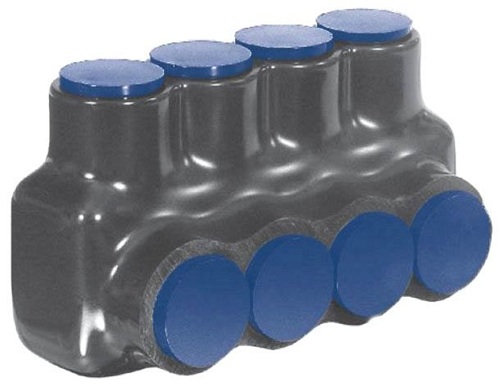 Product image for ILSCO PBTS-2-1/0-F 1.67 x 1.53 x 1.63 Inch Black Cover Blue Cap Plastisol 1-Sided Flexible Multi-Tap Connector