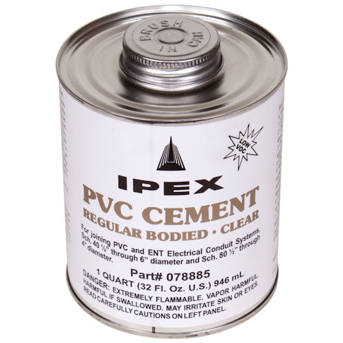 Product image for Ipex 078885 (CEMC20) Regular-Bodied PVC Solvent Cement, Low VOC, Clear - Quart