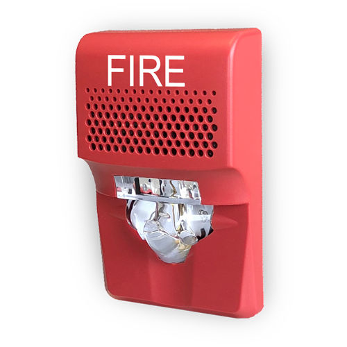 Product image for Kidde EG1AVRF Genesis LED Compact Notification Device, 'FIRE' Horn-Strobe, Selectable 15, 30, 75 cd, High/Low dB - Red