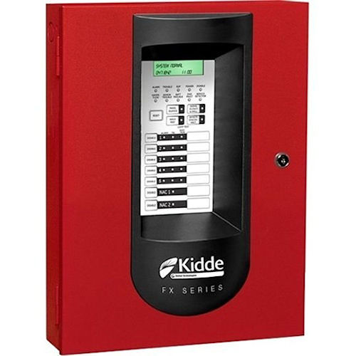 Product image for Kidde FX-5R Conventional Fire Alarm Control Panel, Red, 5 Class B IDCs & 2 Class B NACs, 3.5A NAC Power, 120VAC Power Source, 24VDC Output