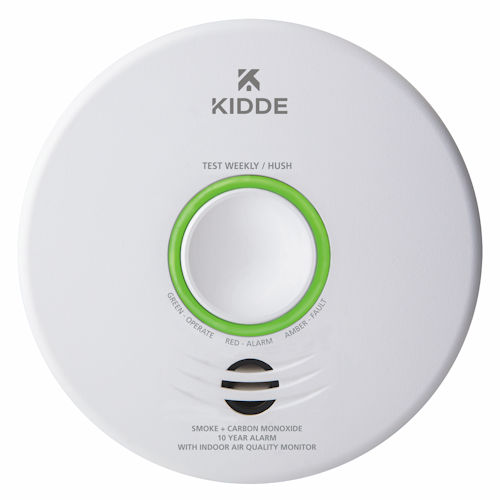 Product image for Kidde P4010ACSCOAQ-WF (21030843) Hardwired Smart Smoke + Carbon Monoxide Alarm w/ Indoor Air Quality Monitor, Photoelectric, Wi-Fi Enabled