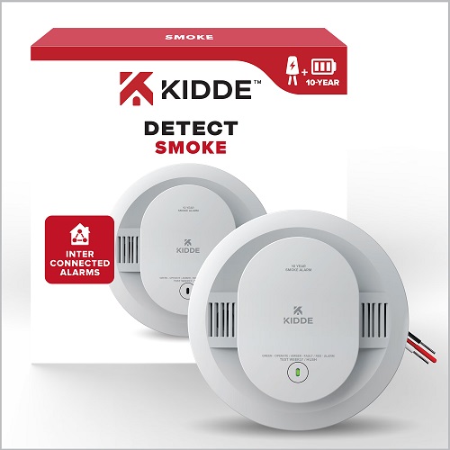 Product image for Kidde SMAC10YFEX (21033087) Firex® Smoke Alarm, Hardwired w/ 10-Year Backup Battery