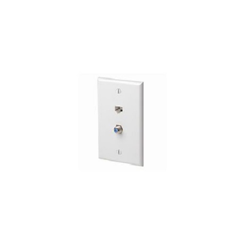 Product image for Leviton 40540-CMW Mid-Sized, Integrated Wallplate, CAT 5E, White
