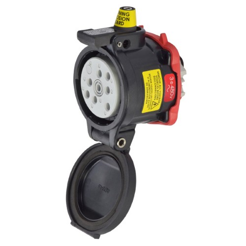 Product image for Meltric 35-34043-974-HAZ DS30 HAZ Receptacle, Poly, Black, Size 3, Type 4X, 3P+G, 30A, 480 VAC, 60 Hz