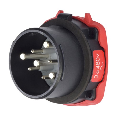 Product image for Meltric 35-38043-974-HAZ DS30 HAZ Inlet, Poly, Black, Size 3, Type 4X, 3P+G, 30A, 480 VAC, 60 Hz