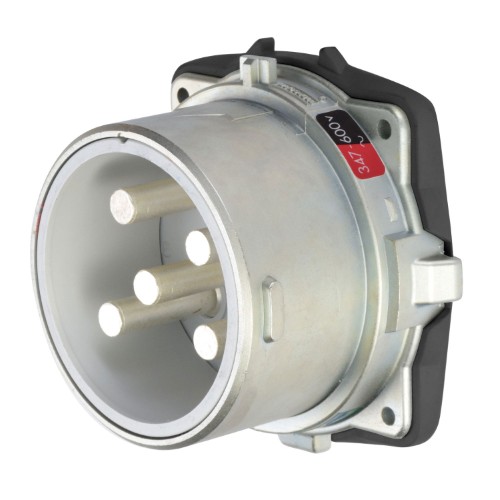 Product image for Meltric 39-28027-K14 Inlet, Enclosure NEMA 3R, IP54/IP55, Wiring Capacity 4 To 4/0 AWG, Polarity 3 Pole, Neutral, Ground, Short Circuit Rating 10 KAMP, Standard: UL, IEC, CE, Size: 5.12 DIA X 3.11IN, Amperage Rating: 250A