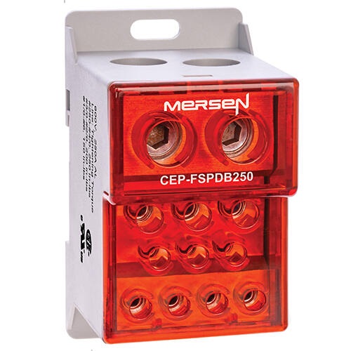 Mersen FSPDB3A Finger-Safe Power Distribution Block, Aluminum. 310 Ampere Rating