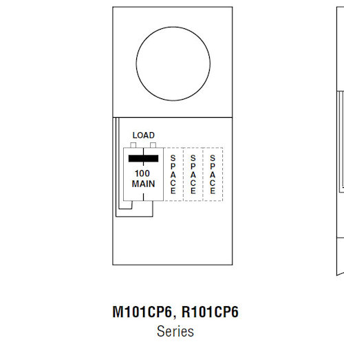 Product image for Midwest M101CP6 Metered Service Equipment, Ring Type, 100A 120/240V, 3-Spaces, Pedestal Mount, Inline Post, Circuit Protection & Load Center, Galvanized Steel, NEMA-3R
