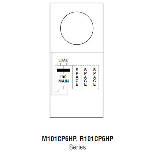 Product image for Midwest R101CP6HP Metered Service Equipment, Ringless Type, 100A 120/240V, 3-Spaces, Pedestal Mount, Head Post, Circuit Protection & Load Center, Galvanized Steel, NEMA-3R