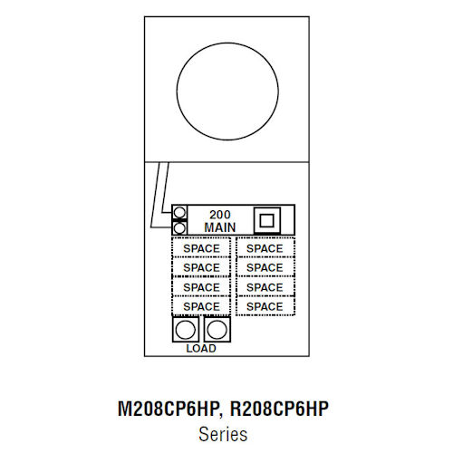 Product image for Midwest R208CP6HP Metered Service Equipment, Ringless, 200A 120/240V, 8-Spaces, Pedestal Mount, Inline & Head Post, Circuit Protection & Load Center, Galvanized Steel, NEMA-3R