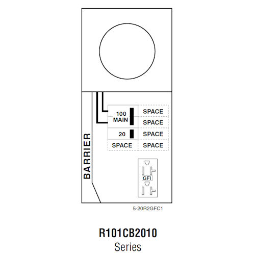 Product image for Midwest R101CB2010 Metered Service Equipment, Ringless, 100A 120/240V, 5-Spaces, Surface Mount, Overhead/Underground Feed, Circuit Protection, Galvanized Steel, NEMA-3R