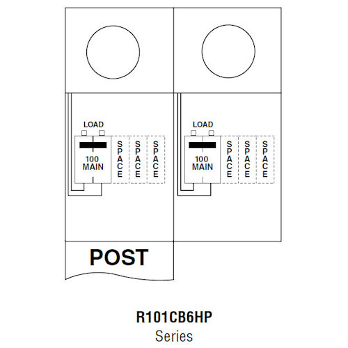 Product image for Midwest R101CB6HP Metered Service Equipment, Ringless, 100A 120/240V, 3-Spaces, Pedestal Mount, Back-to-Back Head Post, Circuit Protection & Load Center, Galvanized Steel, NEMA-3R