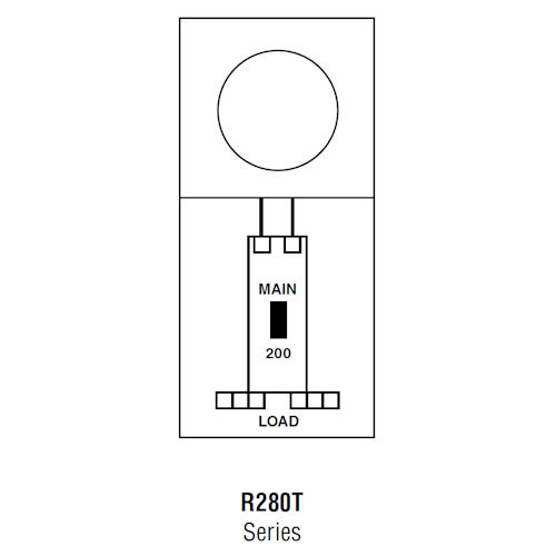 Product image for Midwest R280T Metered Service Equipment, Ringless, 200A 120/240V, 0-Spaces, Surface Mount, Overhead Feed, Circuit Protection, Galvanized Steel, NEMA-3R