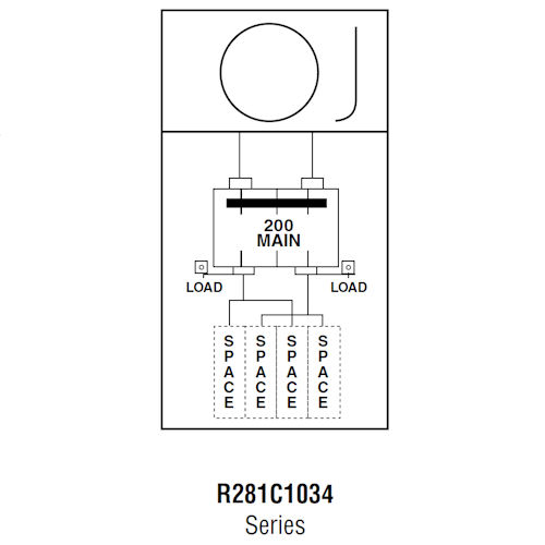 Product image for Midwest R281C1034 Metered Service Equipment, Lever Bypass, Ringless, 200A 120/240V, 4-Spaces, Pedestal Mount, Overhead Feed, w/ Circuit Protection & Load Center, Galvanized Steel, NEMA-3R