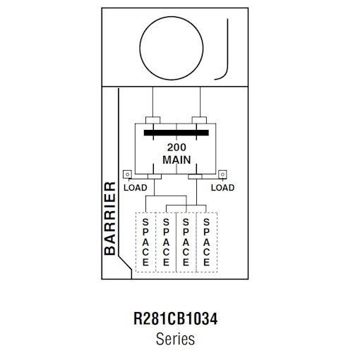 Product image for Midwest R281CB1034 Metered Service Equipment, Lever Bypass, Ringless, 200A 120/240V, 4-Spaces, Pedestal Mount, Overhead & Underground Feed, w/ Circuit Protection & Load Center, Galvanized Steel, NEMA-3R