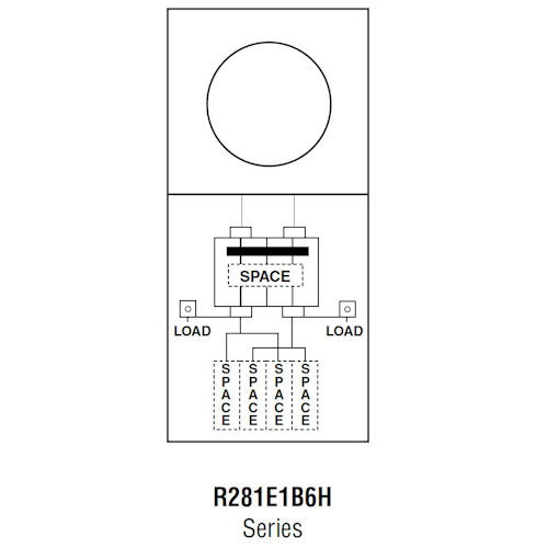 Product image for Midwest R281E1B6H Metered Service Equipment, Ringless, 200A 120/240V, 5-Spaces, Pedestal Mount, Back-to-Back Head Post, w/ Load Center, Galvanized Steel, NEMA-3R