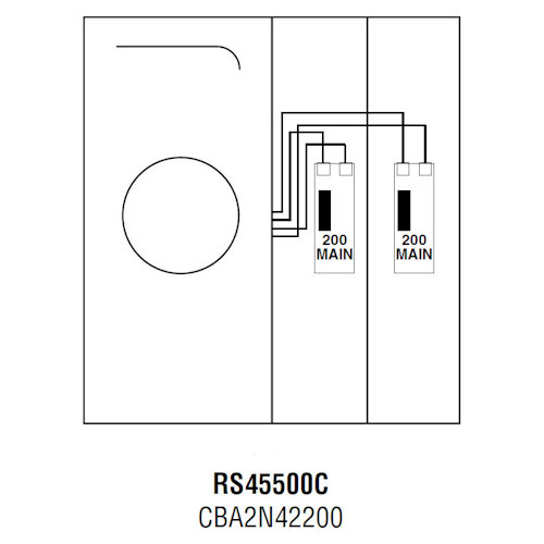 Product image for Midwest RS45500C All-In-One Service Equipment, Ringless / Lever Bypass, 400A 240V Single Phase, no Spaces, Surface Mount, Underground Feed, w/ Circuit Protection, Galvanized Steel, NEMA-3R