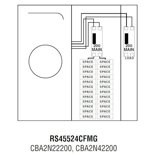 Product image for Midwest RS45524CFMG All-In-One Service Equipment, Ringless / Lever Bypass, 400A 240V Single Phase, 24-Spaces, Surface Mount, Underground Feed, w/ Circuit Protection, Galvanized Steel, NEMA-3R