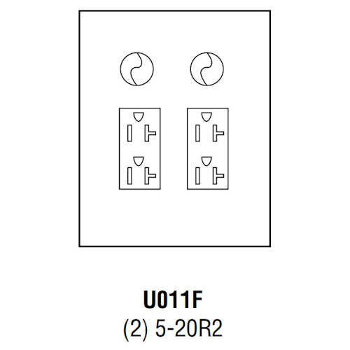 Product image for Midwest U011F Unmetered Power Outlet, 20A 120/240V, Surface Mount, (2) 5-20R2 Receptacles, (2) FH2 Circuit Protection, Galvanized Steel, NEMA-3R