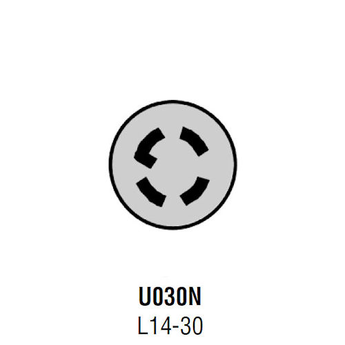 Product image for Midwest U030N 30A 120/240V Unmetered Power Inlet, L14-30 Receptacle, NEMA-3R, Galvanized Steel