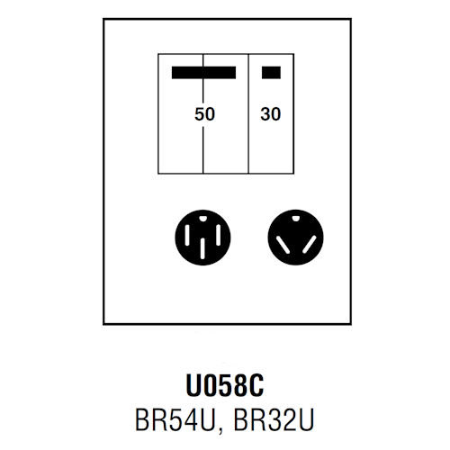 Product image for Midwest U058C Unmetered Power Outlet, 80A 120/240V, Surface Mount, BR54U, BR32U Receptacles, THQL2150, THQL1130 Circuit Protection, Galvanized Steel, NEMA-3R