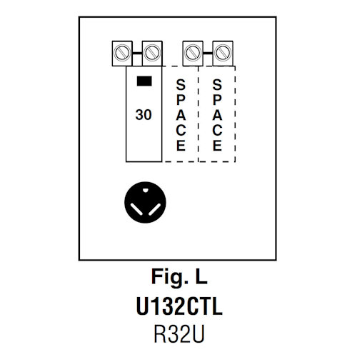 Product image for Midwest U132CTL Unmetered Power Outlet, 100A 120/240V, Surface Mount, R32U Receptacle, THQL1130, Space (2) THQL1120 Circuit Protection, Galvanized Steel, NEMA-3R